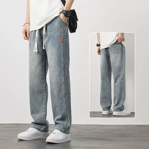 ✨2024 Yeni modeller mevcut✨Erkek Bol Düz Kot Pantolon